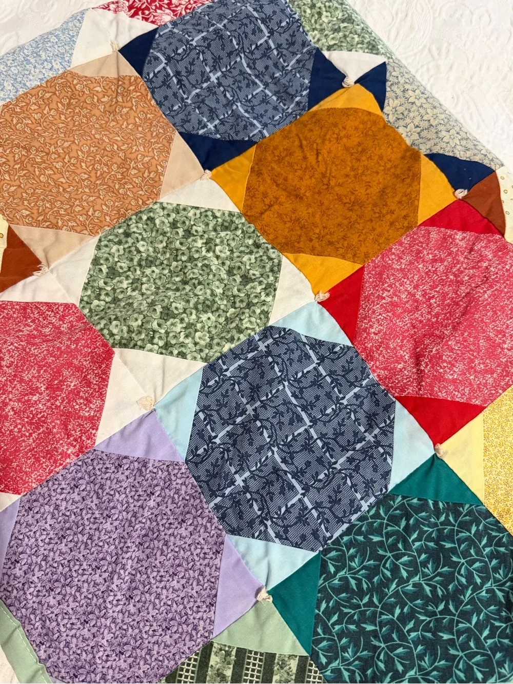 Handmade Patchwork Quilted Throw - 48” x 38”Multicolor